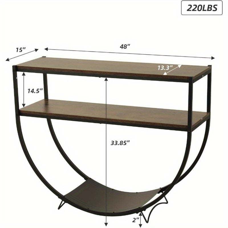 122 cm Entryway Table Console Table Sofa Table 3 Tiered, Rustic Style, for Living Room, Hallway, Foyer, Brown