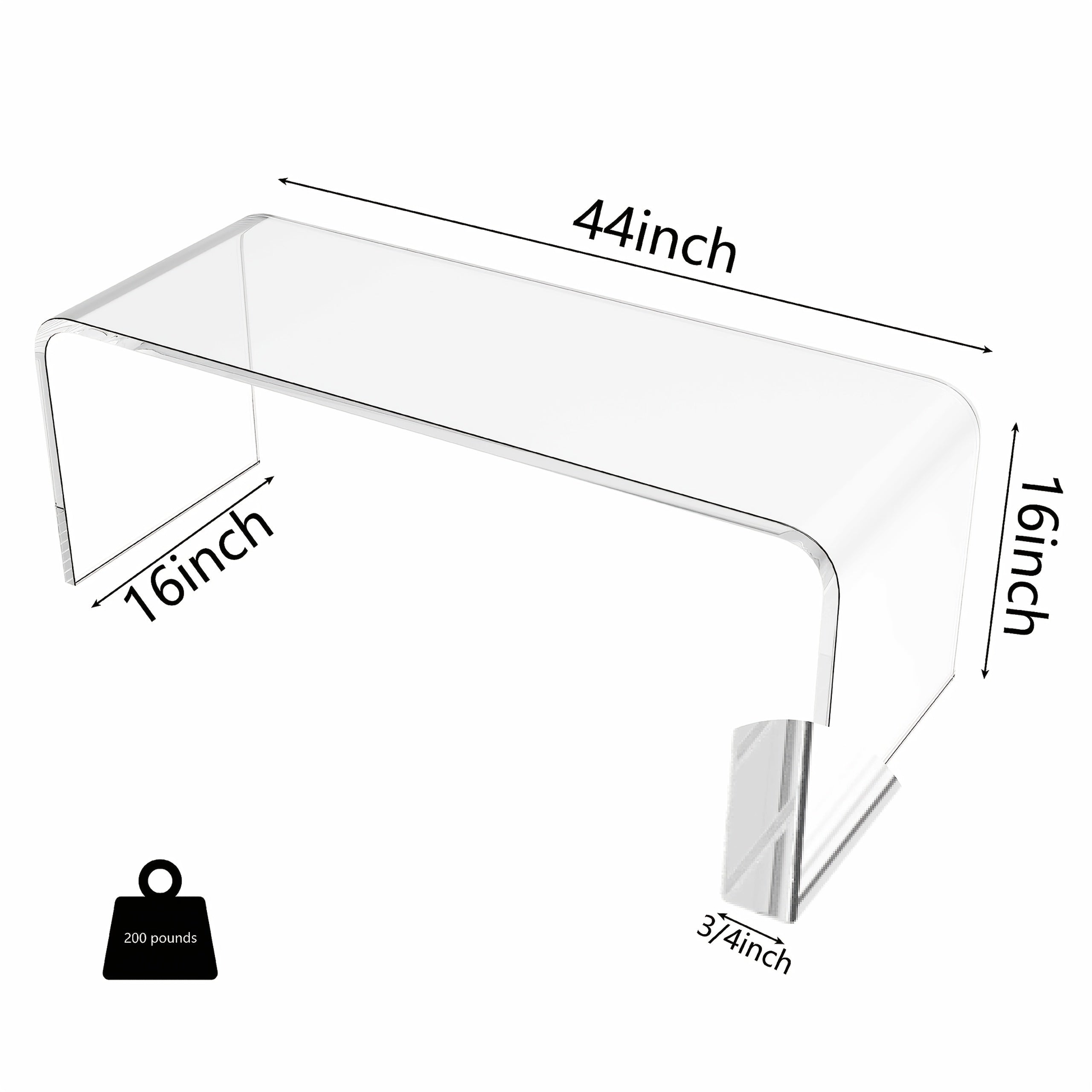 Premium Acrylic Coffee Table, Thick Clear Tea Table, Multipurpose Waterfall Rectangle Lucite Table for Small Living Room, Bedroom, Balcony Patio And Office