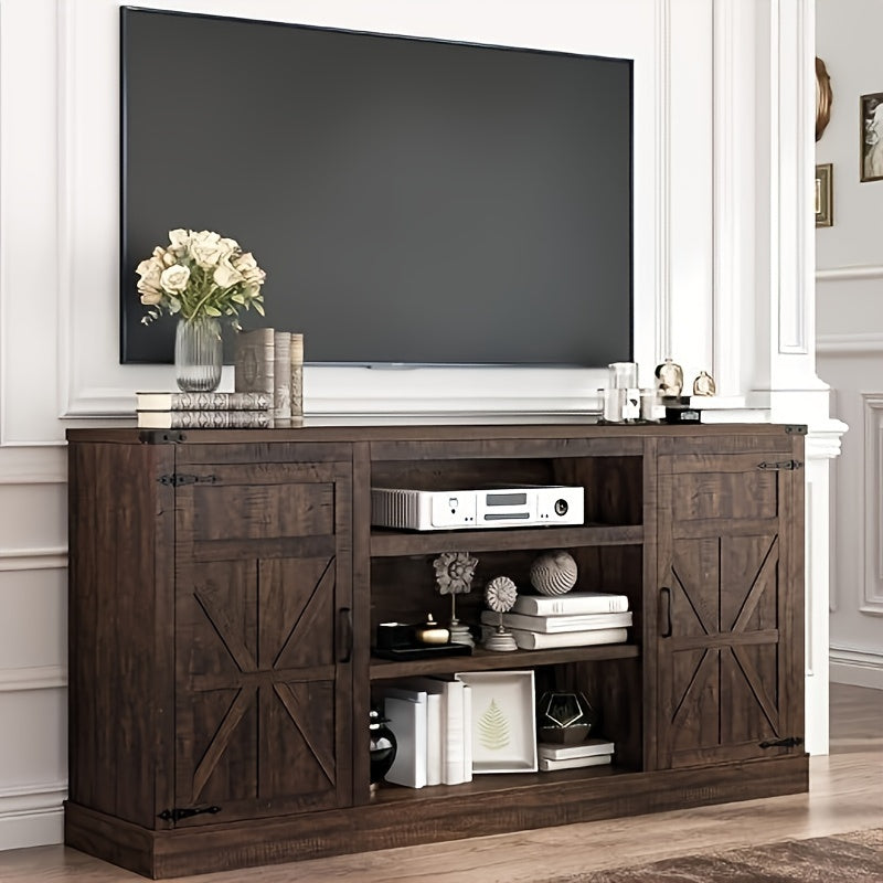 168cm Farmhouse TV Stand with Power Outlets for 75 65 Inch TVs, 33" Tall Entertainment Center with Storage Cabinets w/Adjustable Shelves, Rustic Large TV Media Console for Living Room, BrownVisit the Hlivelood Store