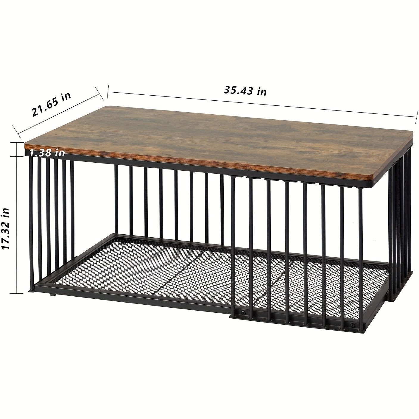 Industrial Coffee Table with Storage Shelf for Small Apartment Living Room, Rectangle Wood and Stable Metal TV Stand Side End Table