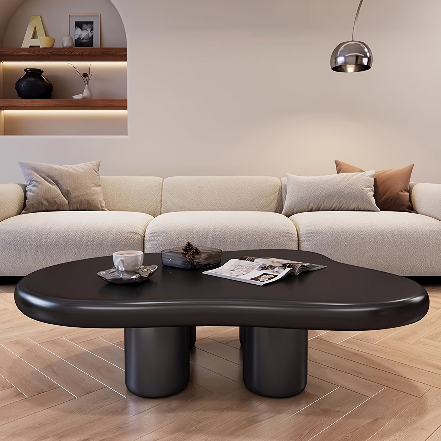 Cloud Coffee Table Modern Coffee Table with 4 Legs Irregular Coffee Table Cute Coffee Table Free Shape Coffee Table for Living Room Bedroom