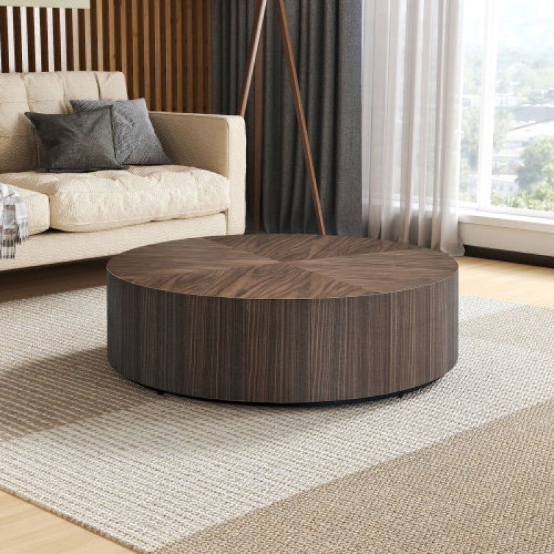 88cm Round Coffee Tables for Living Room, Modern Minimalist Side Tables Accent End Table Drum Center Table for Apartment, Office