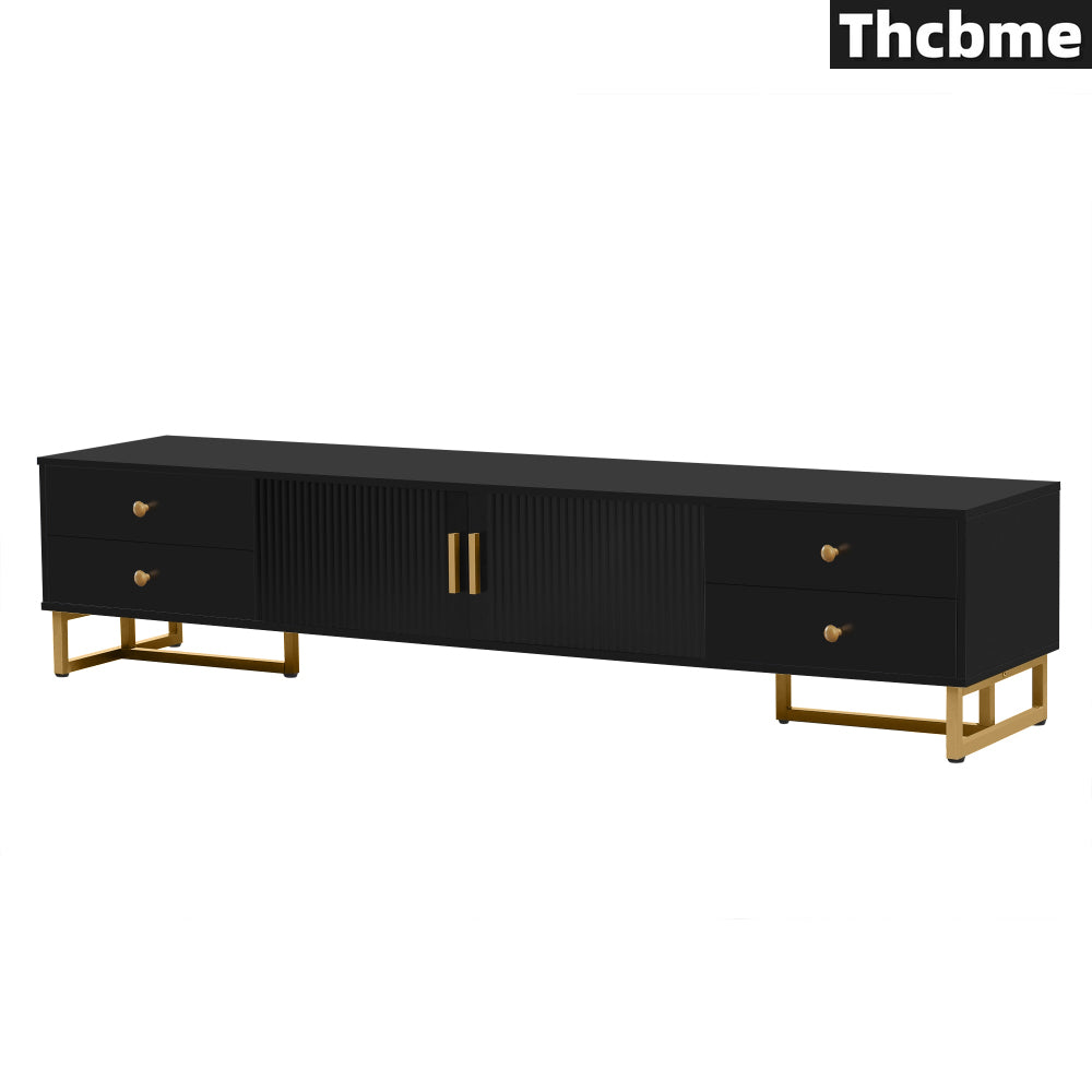 TV Stand for 65+ Inch TV, Entertainment Center TV Media Console Table, Modern TV Stand with Storage, TV Console Cabinet Furniture for Living Room, Office, Lab, Black.