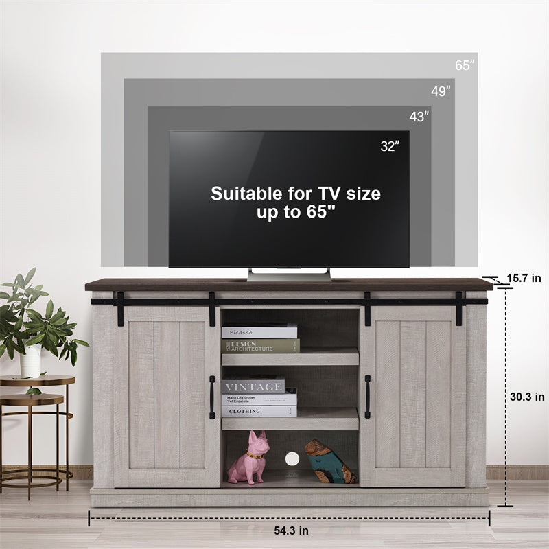 Rustic Farmhouse 65" TV Stand with Storage - Entertainment Center Console with Barn Doors for Living Room