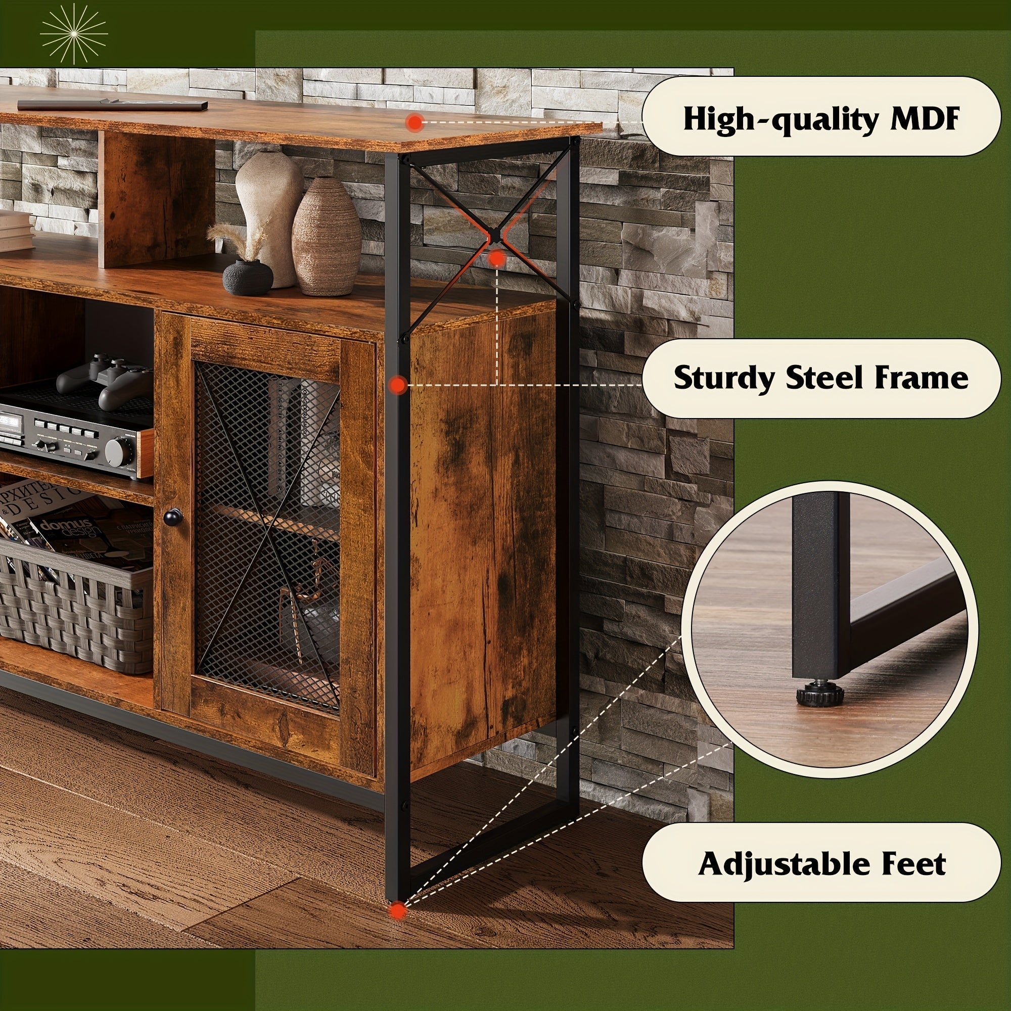 TV Stand 168cm TV, Tall Entertainment Center with Storage, Farmhouse Industrial TV Console for Bedroom Living Room