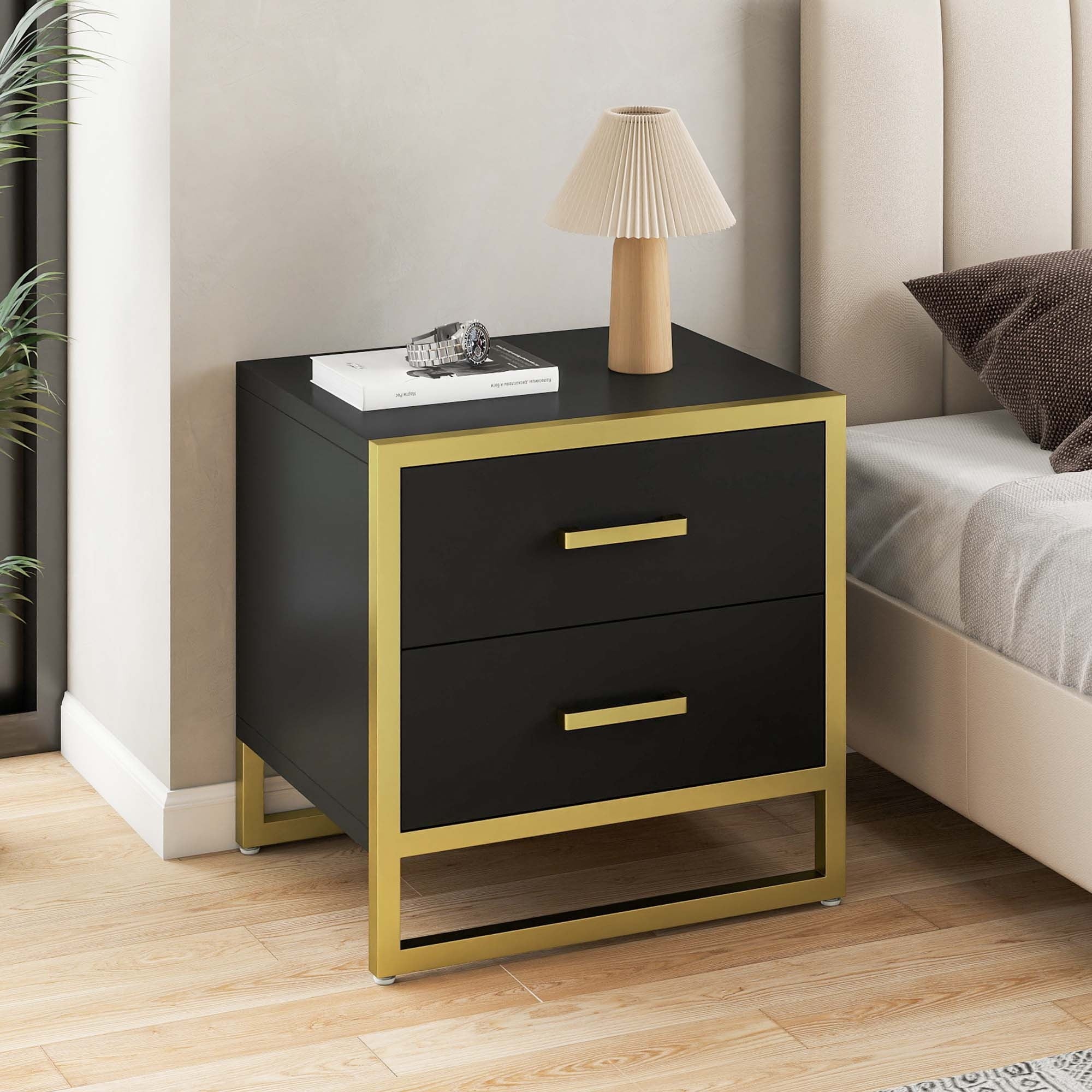 Contemporary Side Table with 2- Drawer Design, Ideal for Bedroom or Living Space, Thanksgiving Christmas Halloween Day Gift