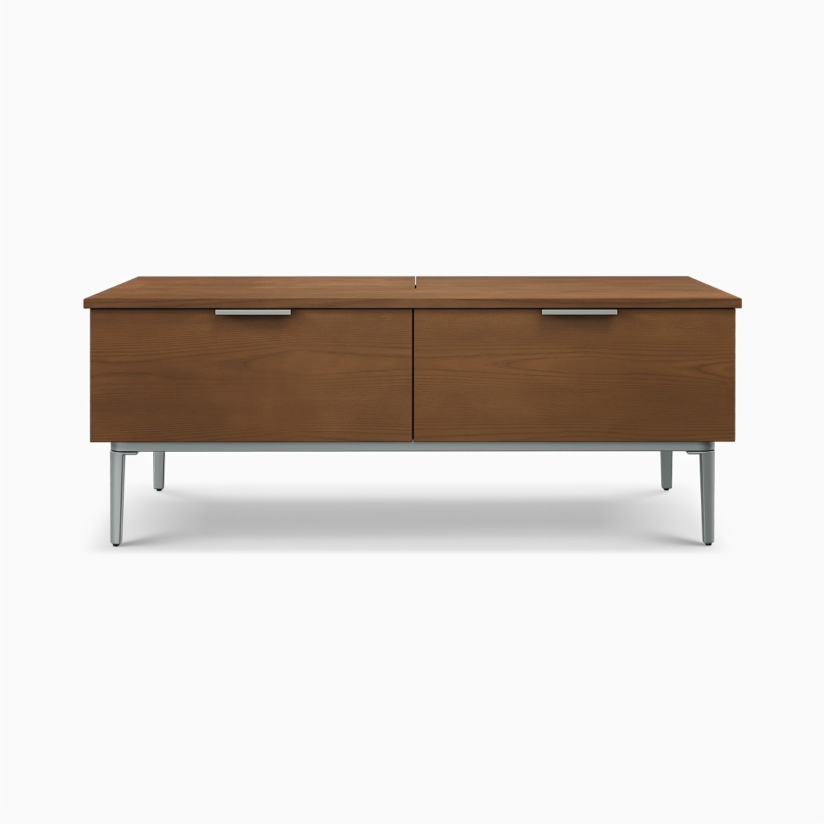 Contemporary Brown Lift-Top Coffee Table with Drawers - Space-Saving Design, Metal Legs, 12.47gal x 25.9W x 17.7H Inches, Office Reception, Hidden Storage