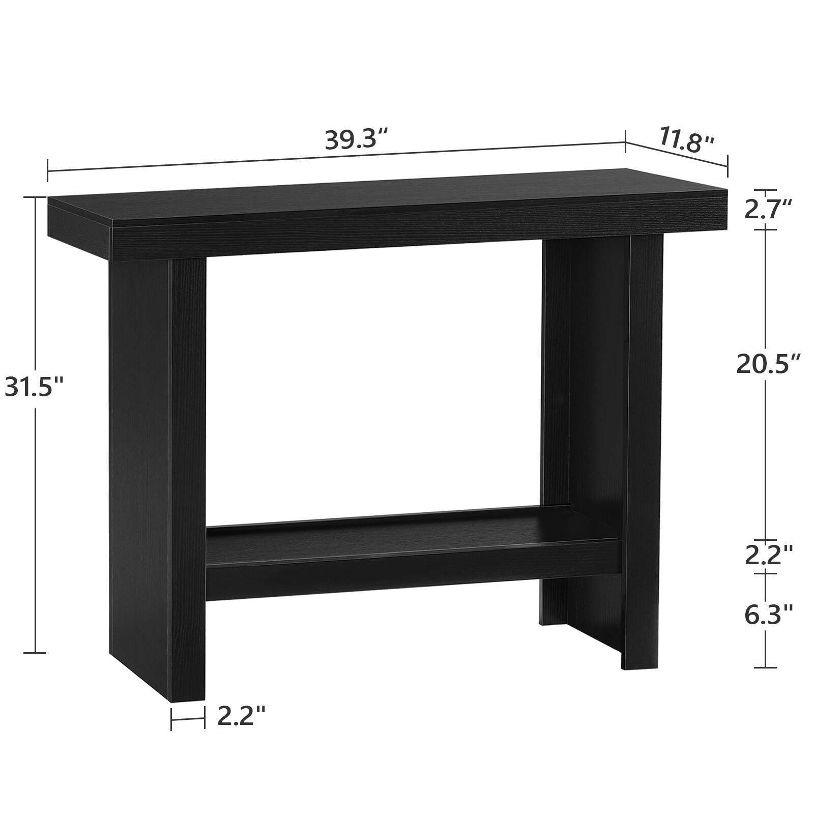 Modern Black Console Table 100 cm - Space-Saving Entryway & Narrow Sofa Side Table, Easy Assembly for Living Room, Hallway, Foyer, MAHANCRIS