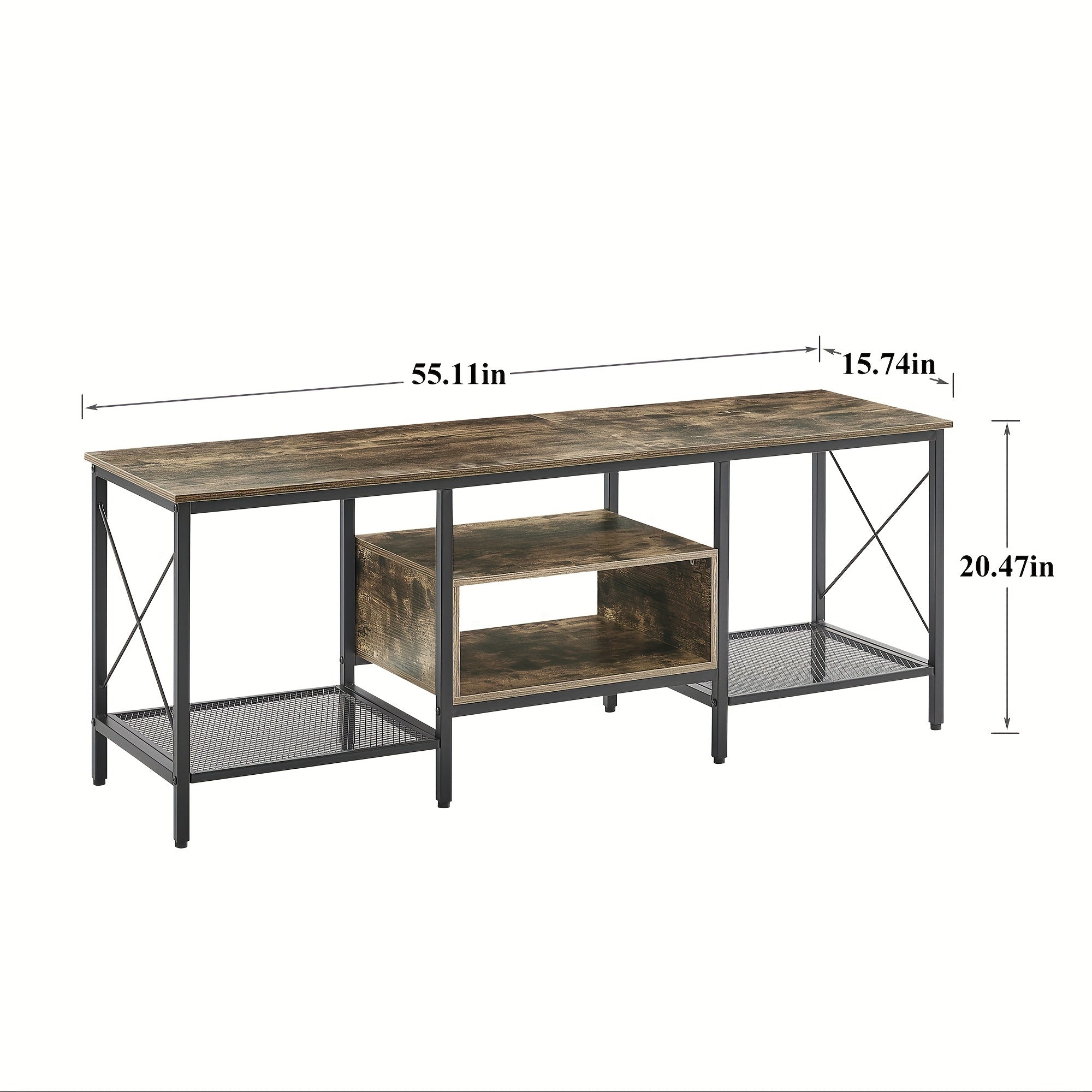 178cm Industrial TV Stand for 203cm Televisions Metal Frame with Open Storage