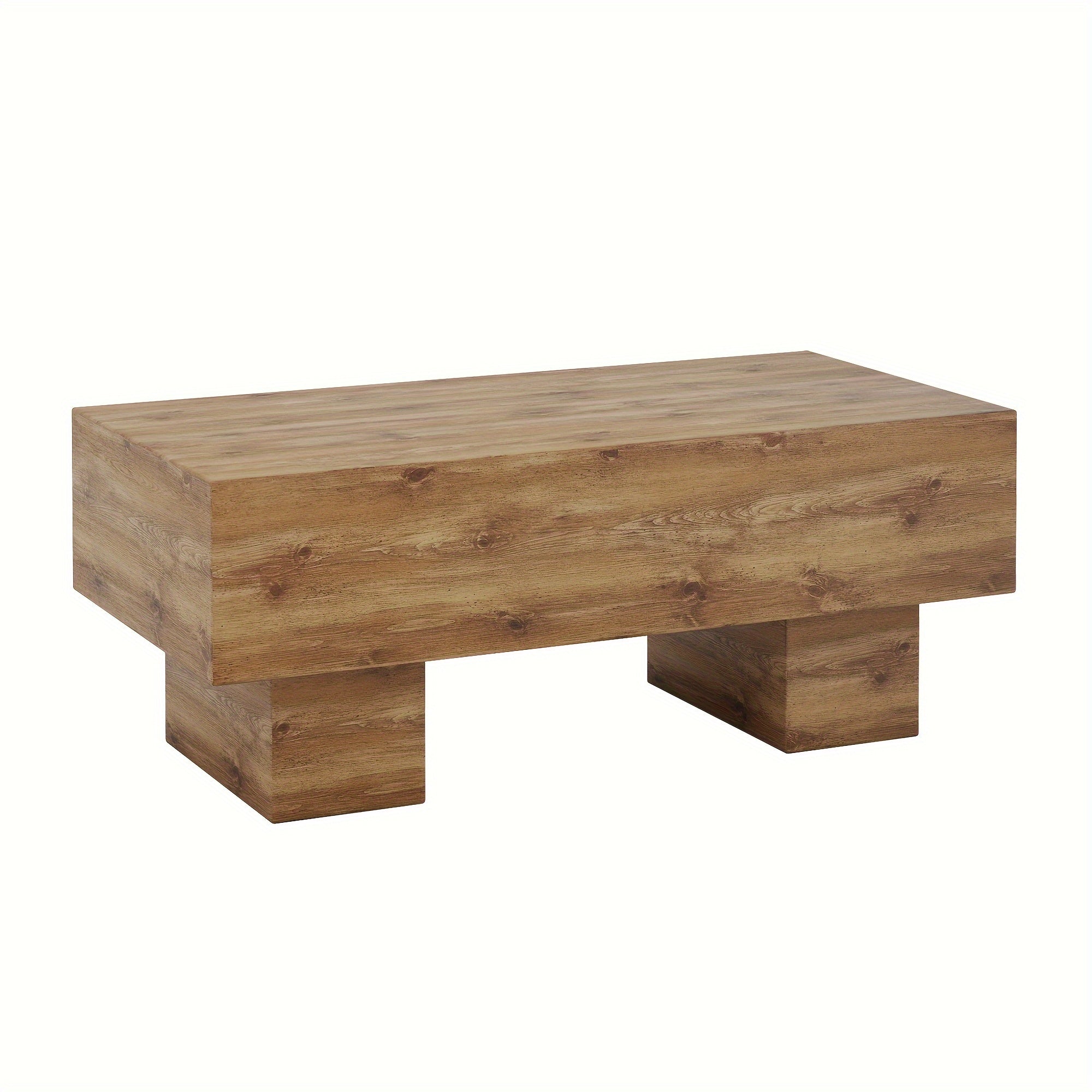 Farmhouse Coffee Table Modern MDF Rectangular Living Room Table Wood MDF Top Rustic Large 43.3 Inch Center Cocktail Tables (Brown)