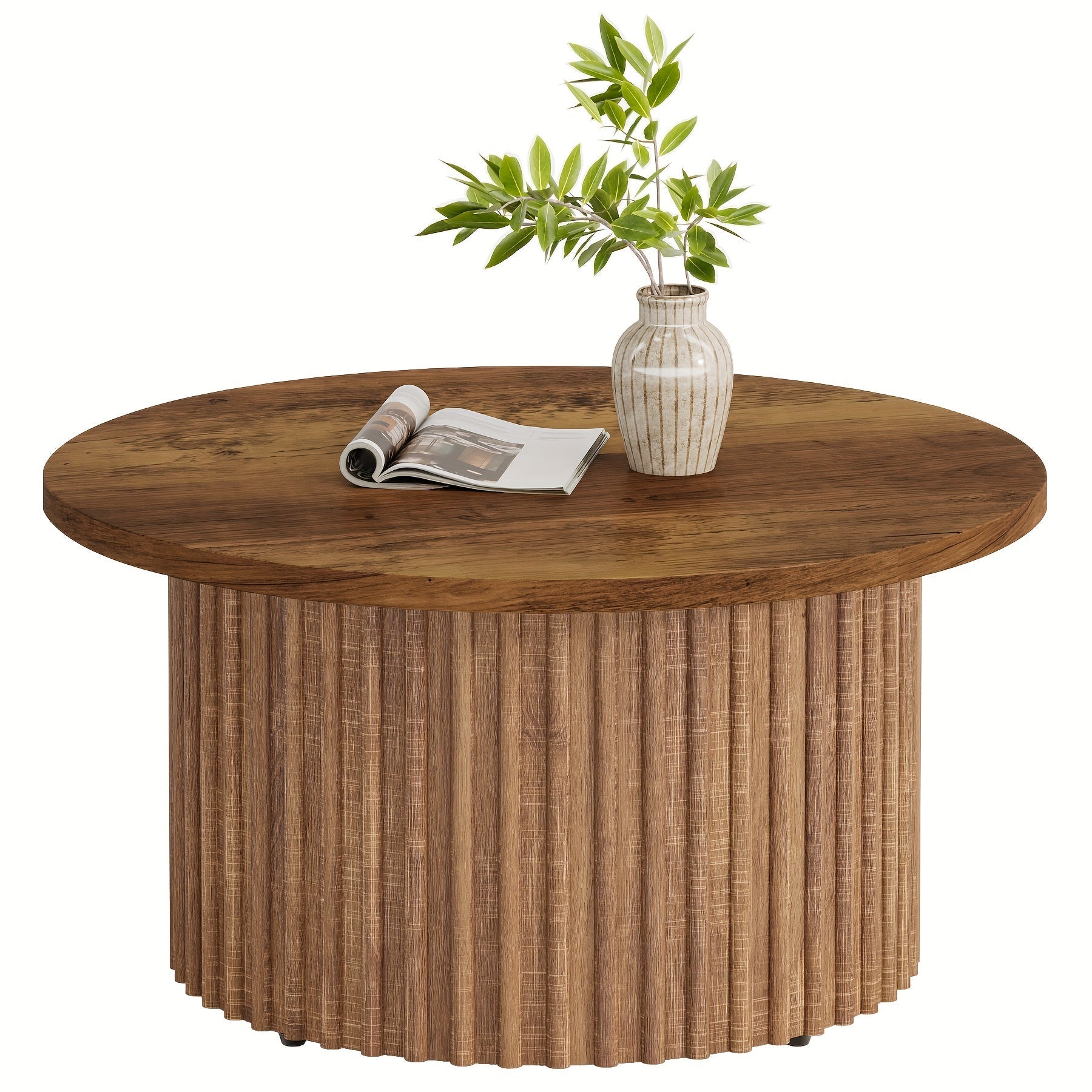 Classic Farmhouse 82cm Round Coffee Table with Metal Base - Perfect for Living Room Center or Sofa Side