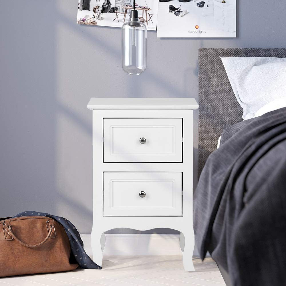 Nightstand with 2 Drawers, Night Stands for Bedrooms, Small Bed Side Table/ Night Stand with Drawers for Small Spaces