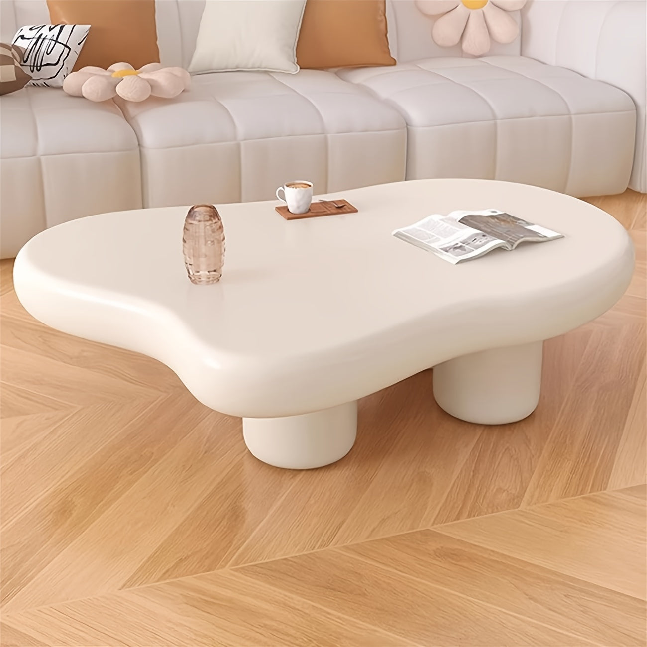 Irregular Coffee Table, Cute Cloud Table For Living Room, Rounded Corner Coffee Table, Simple Modern Style Central Coffee Table For Small Space