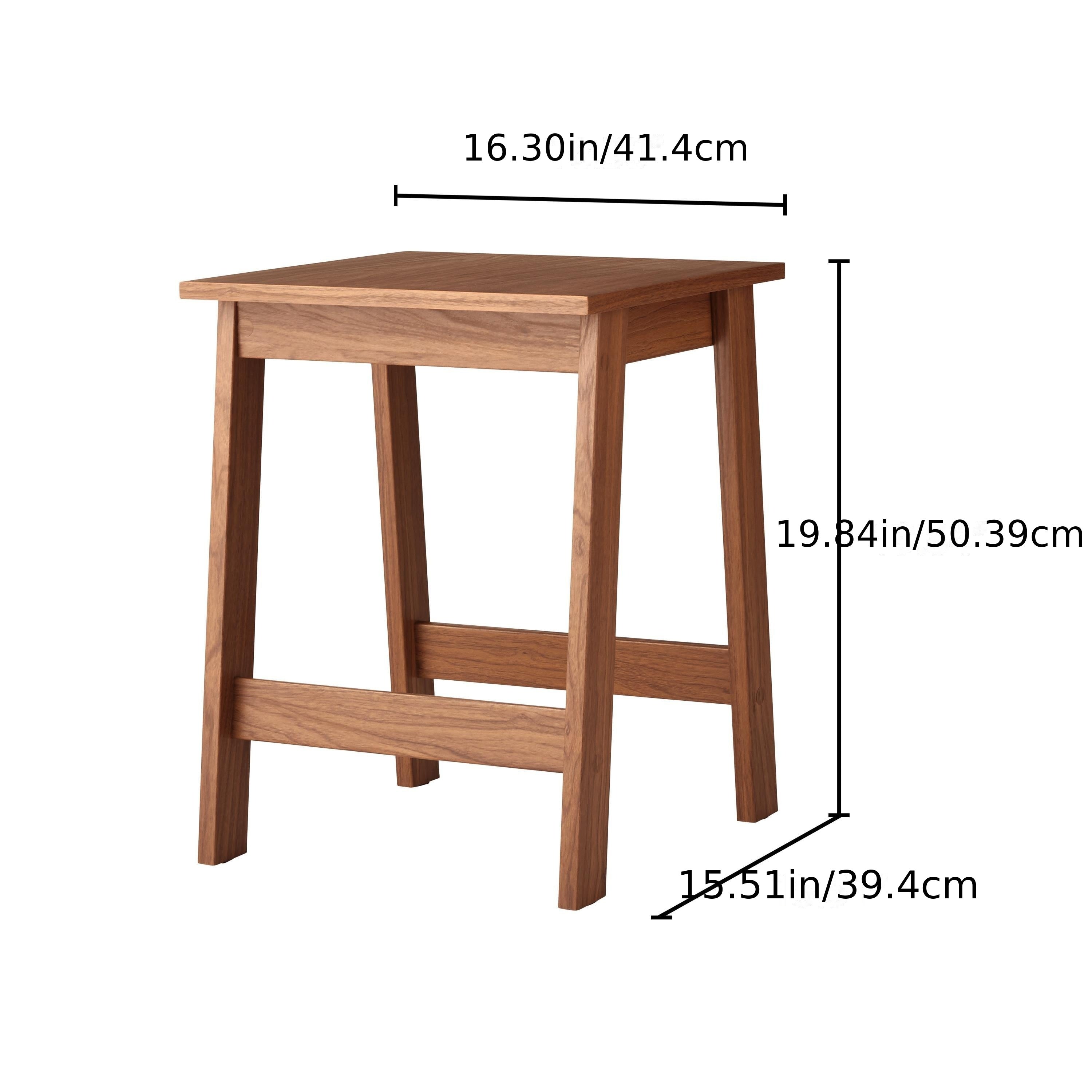 Small Square Wood Side Table, Walnut Finish