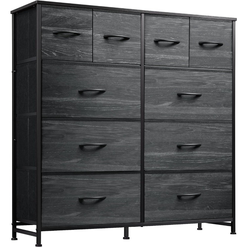 Fabric Dresser for Bedroom, Dresser with 10 Drawers, Storage Tower with Fabric Bins, Double Dresser, Chest of Drawers for Closet, Living Room, Hallway