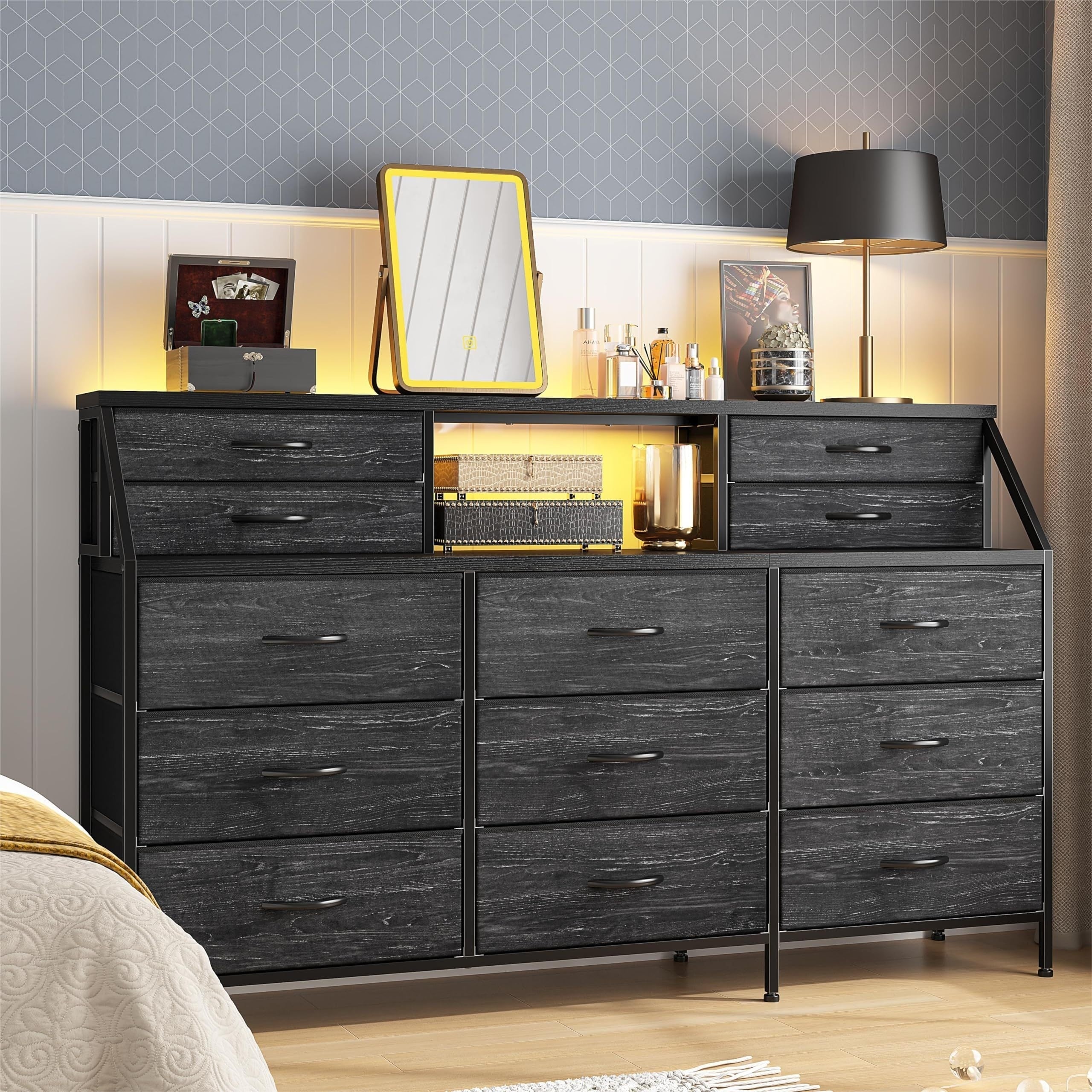 140cm W Dresser, Dresser For Bedroom, Dresser With 13 Large Drawer, Dressers & Chests Of Drawers, Dresser For Bedroom, Long Dresser For Closet With 2 Shelves