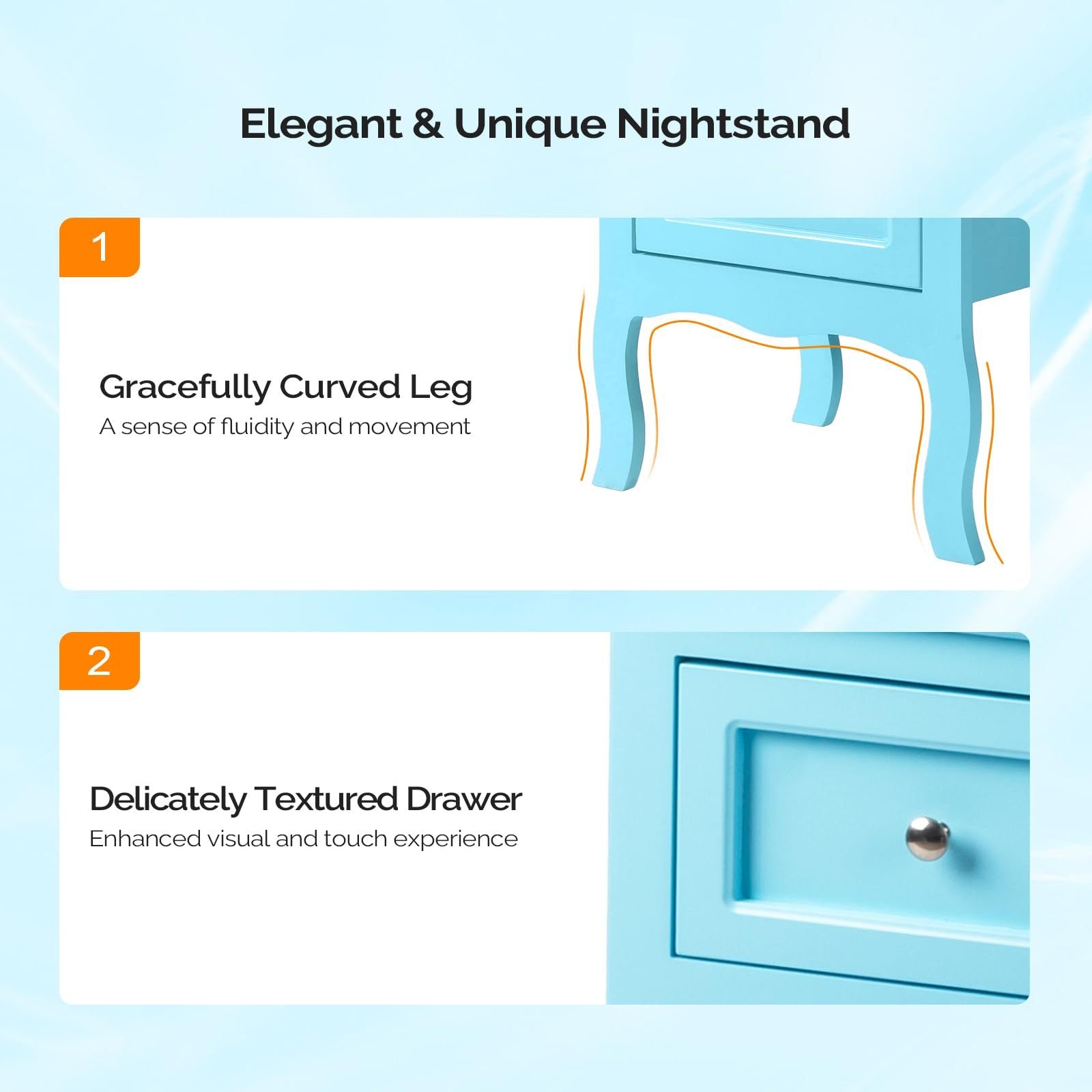 Nightstand with 2 Drawers, Night Stands for Bedrooms, Small Bed Side Table/ Night Stand with Drawers for Small Spaces