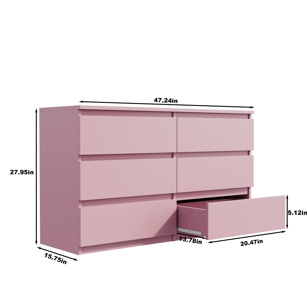 Modern Minimalist Spacious Large 6 Drawers Chest of Drawer Dressers Table, Perfect for Organize Clothes, Accessories, and Essentials, Sleek Style with Functionality, Storage Drawer Units