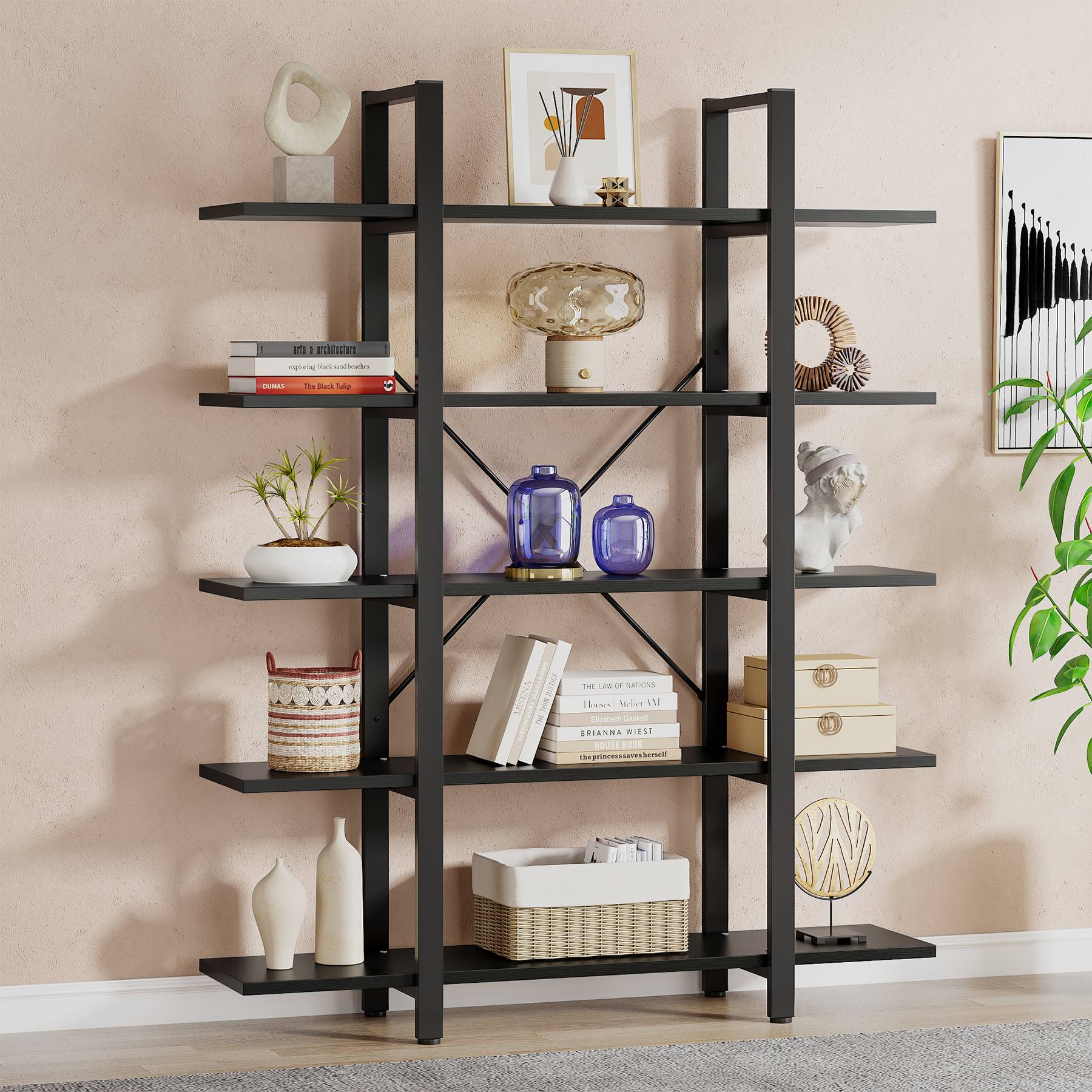 5-Tier Bookshelf, Open Etagere Bookcase Storage Display Rack (in cm)