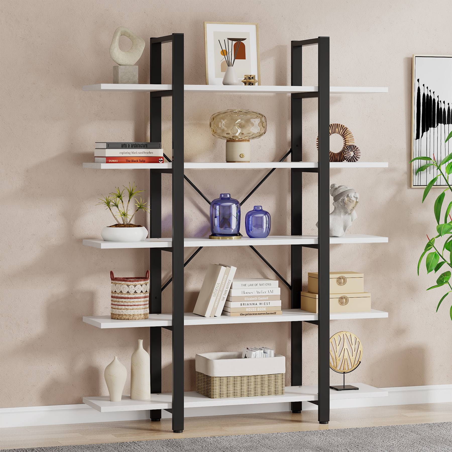 5-Tier Bookshelf, Open Etagere Bookcase Storage Display Rack (cm)