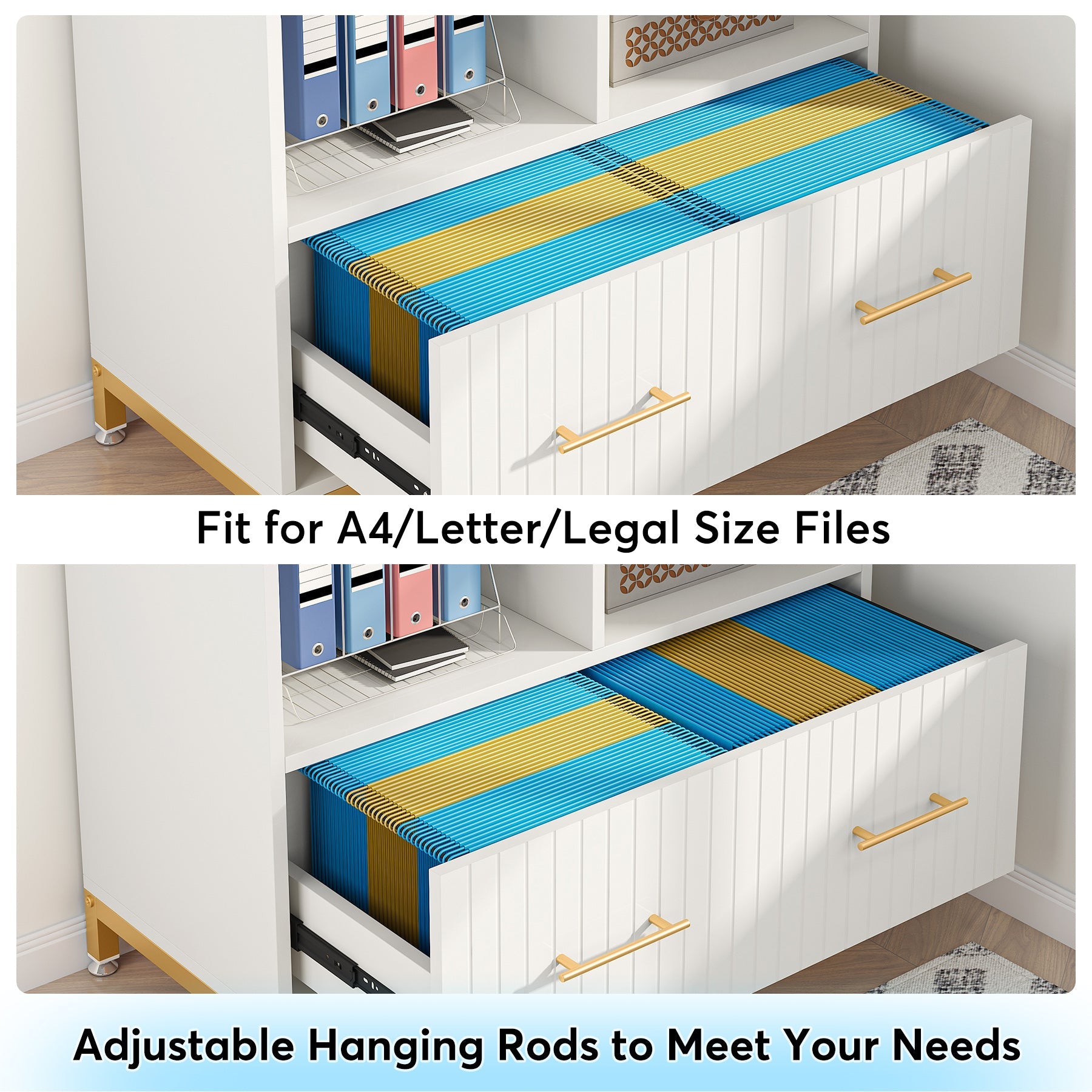 Lateral File Cabinet Printer Stand with Drawer & Open Storage Spaces (cm)