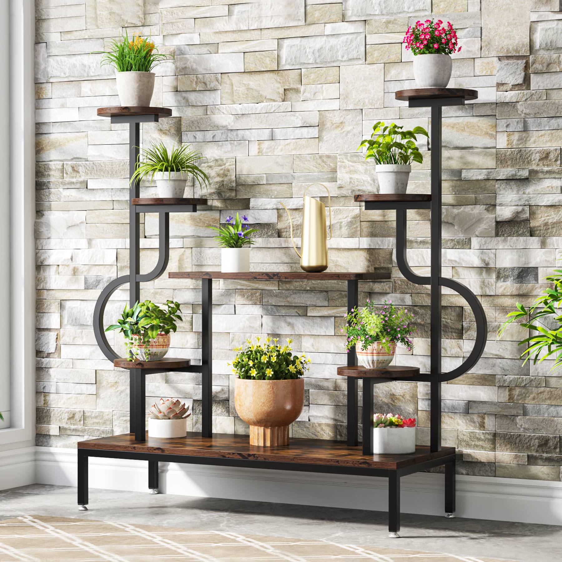 8-Tier Plant Stand, Wood Potted Ladder Holder Flower Rack Shelves (Approx. 20 cm per tier)