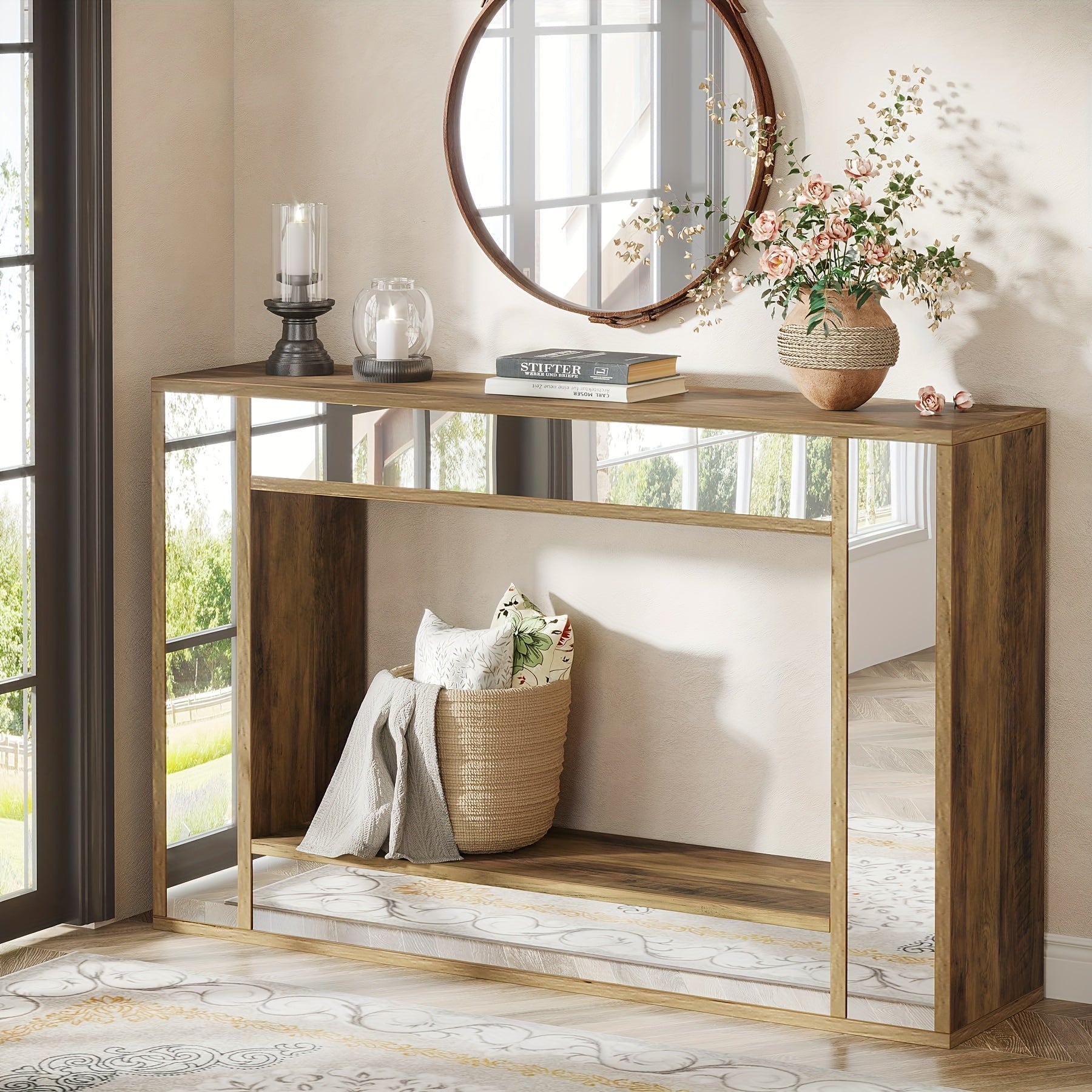 Farmhouse Console Table, 119.38 cm Entryway Console Table With Storage, Modern Hallway Accent Table For Living Room, Entrance, Christmas Renewal