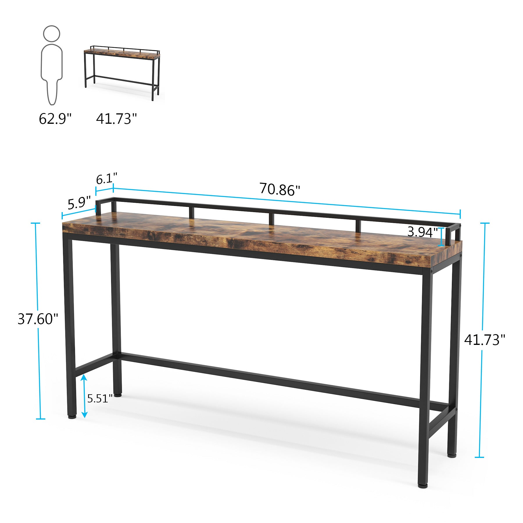 180 cm Console Table, Narrow Sofa Accent Table Behind Couch