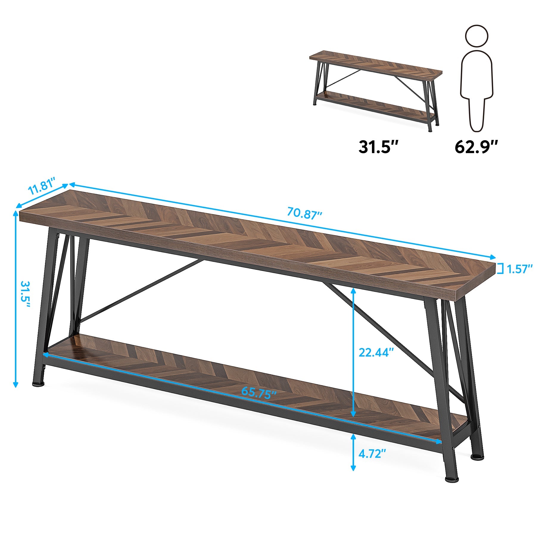 180 cm Console Table, Extra Long Sofa Table Behind Couch