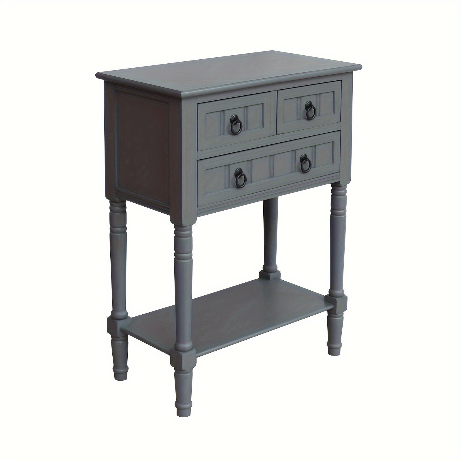 Entryway Table With Storage, Rustic Small Console Table W/ 3 Drawers & Open Bottom Shelf, Solid Wood Console Table, Narrow Sofa Side Table For Living Room, Foyer, Hallway, Entry Table (Dimensions in cm).