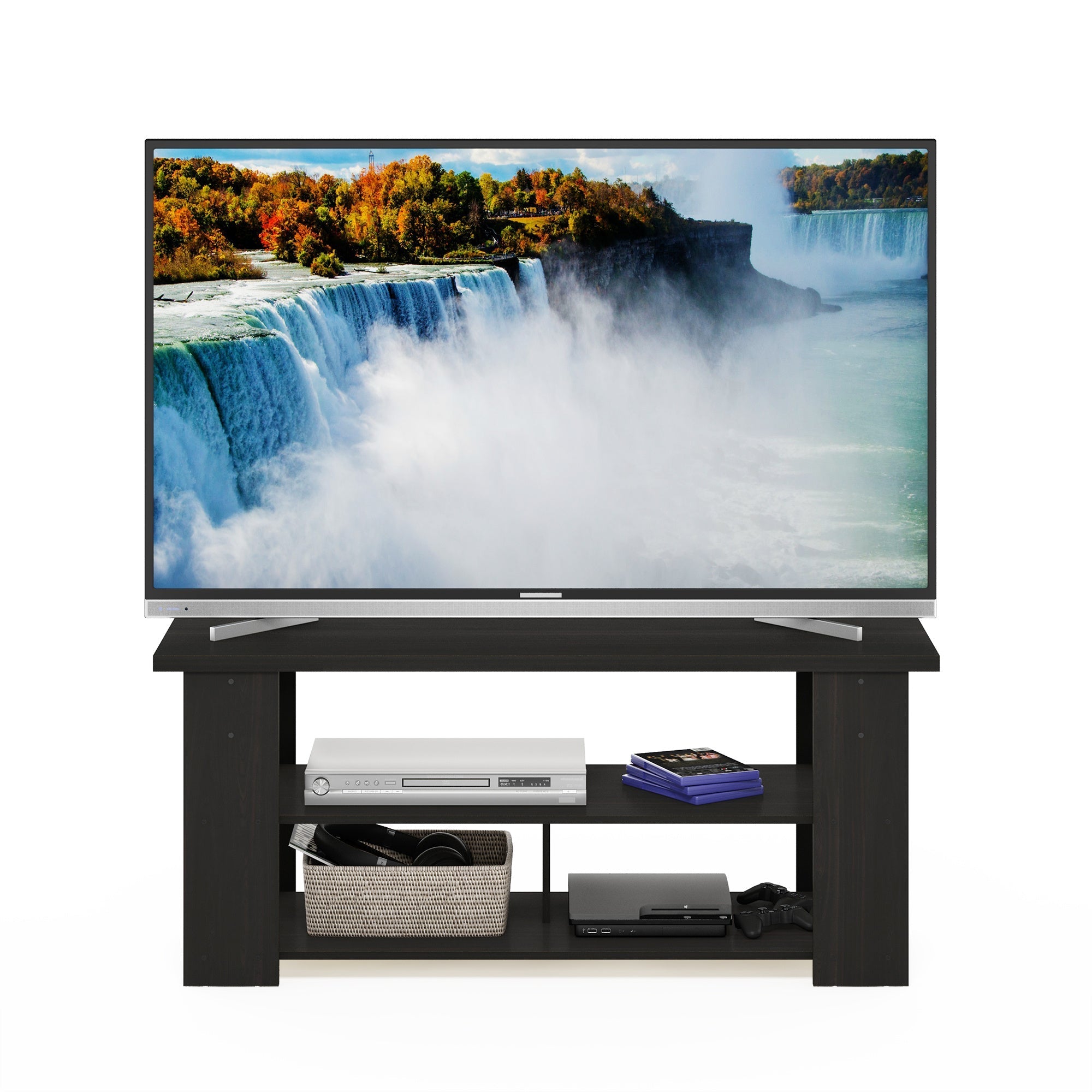 TV Stand Up To 55-Inch, Sleek Media Console with Elevated Risers