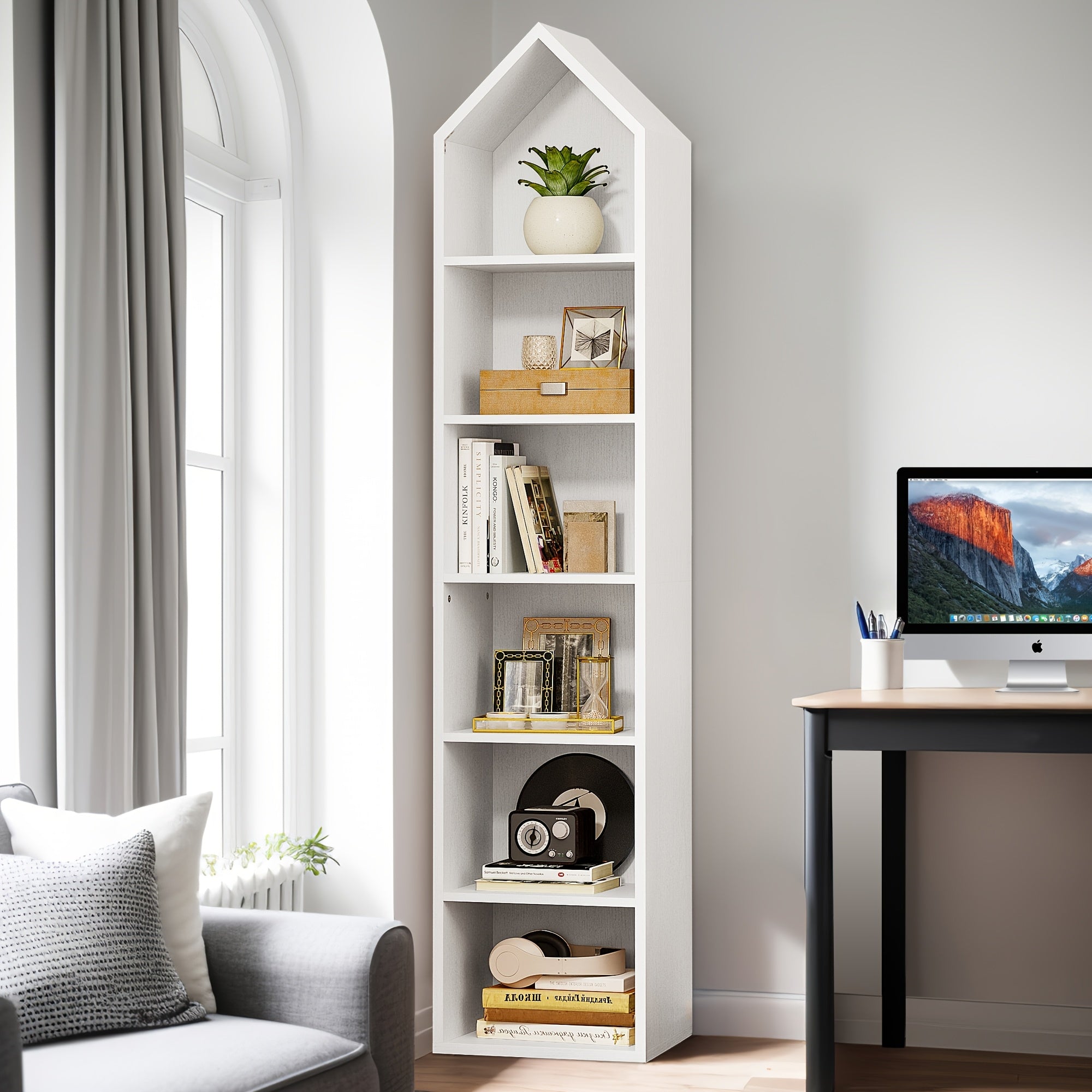 Modern 6- Cube Bookshelf with Adjustable Shelves for Flexible Organization