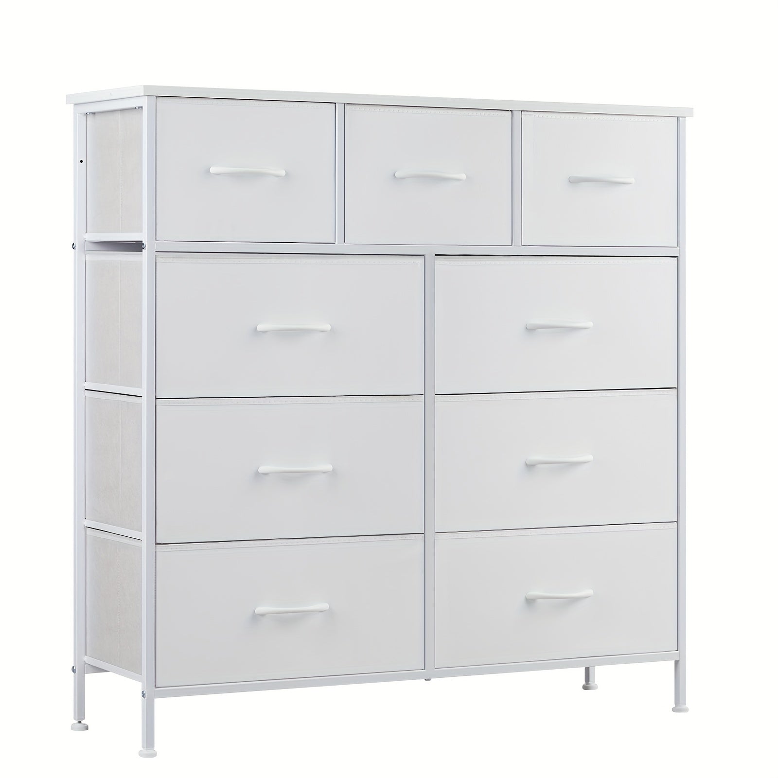 Dresser for Bedroom with 9 Drawers, Wide Chest of Drawers, Fabric Dresser, Storage Organizer Unit with Fabric Bins for Closet, Living Room, Hallway