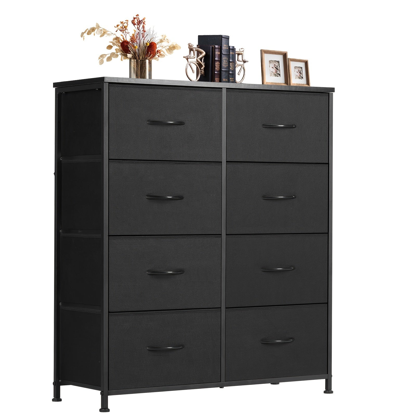 1pc Dresser For Bedroom With 8 Fabric Drawers, Tall Storage Cabinet, Organizer Sideboards Cabinet For Clothing Closet, Room Furniture, With Steel Frame, Wood Top, Lightweight Quick Assemble Cabinet