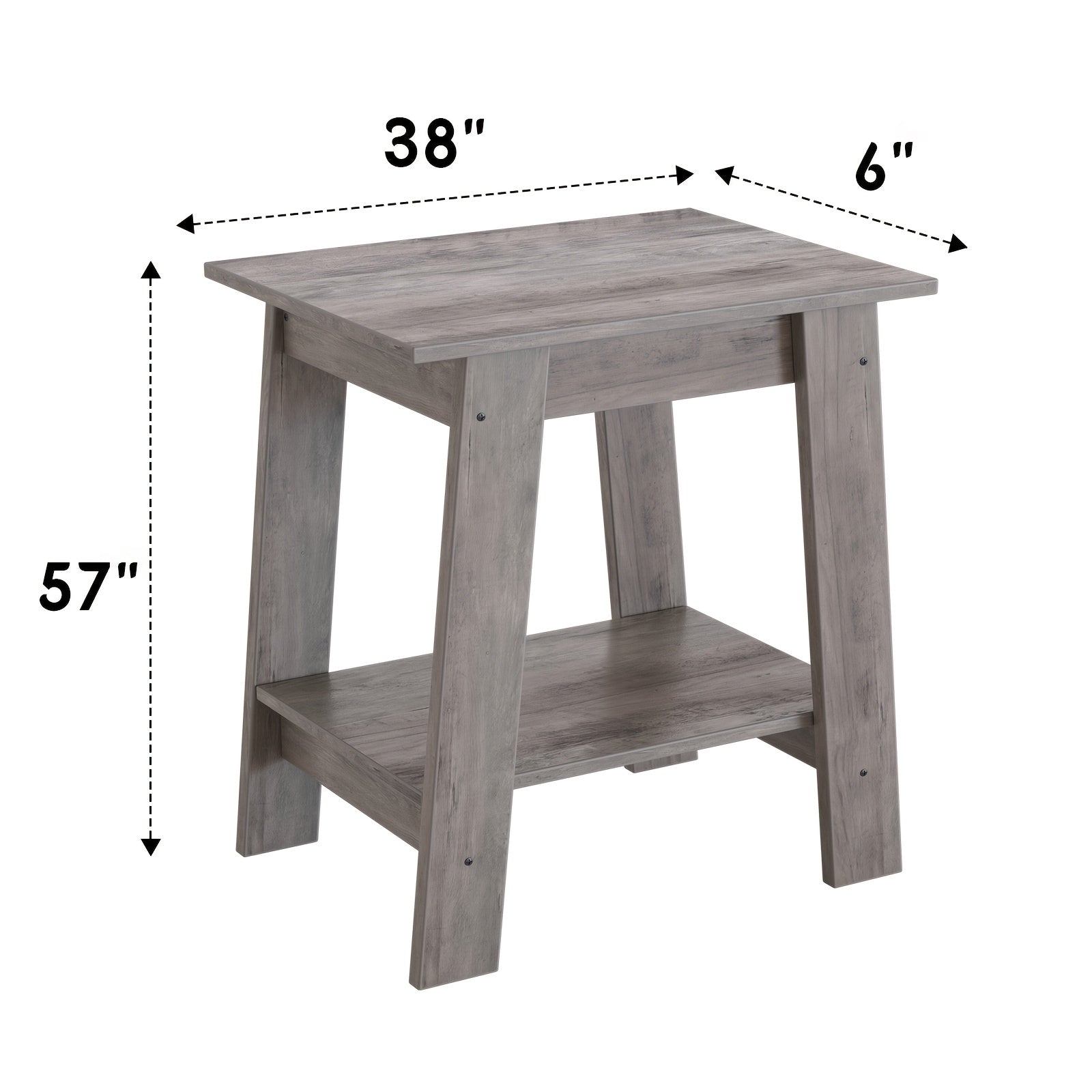 End Table, Small Side Table, Nightstand With 2-Tier Storage Shelf, Wooden Bedside Table, Narrow Side Table Living Room, Side Table For Small Spaces, Bedroom, Entryway, Farmhouse, Rustic Brown/Grey