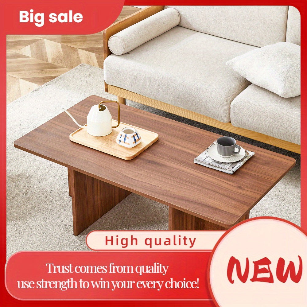 45 Inch Walnut Wood Grain Coffee Table - Modern Luxury, Stable Triangular Support.The coffee table is made for living rooms, bedrooms, etc.