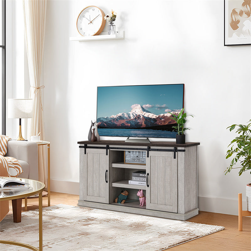 Rustic Farmhouse 65" TV Stand with Storage - Entertainment Center Console with Barn Doors for Living Room