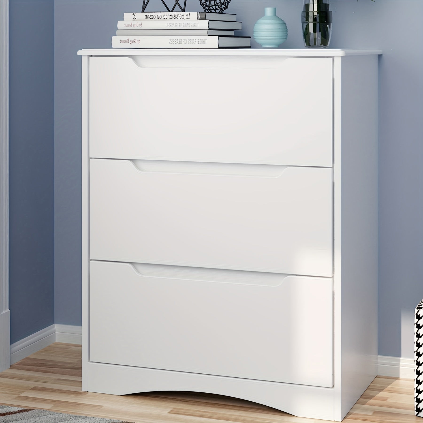 Dresser For Bedroom, 3 Drawers Dresser, 4 Chest Of Drawers, 5 Drawers Chest, White Dresser For Dedroom With Embedded Handle, Sturdy Anti-Tripping Device, Chest Of Drawers With Large Storage Capacity For Hallway, Office, Livin