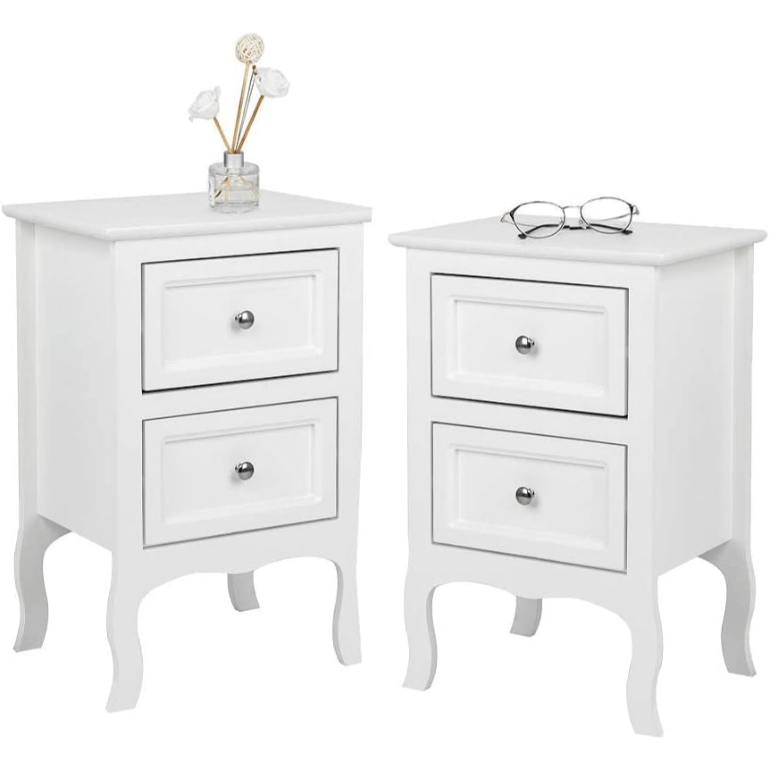 Nightstand with 2 Drawers, Night Stands for Bedrooms, Small Bed Side Table/ Night Stand with Drawers for Small Spaces