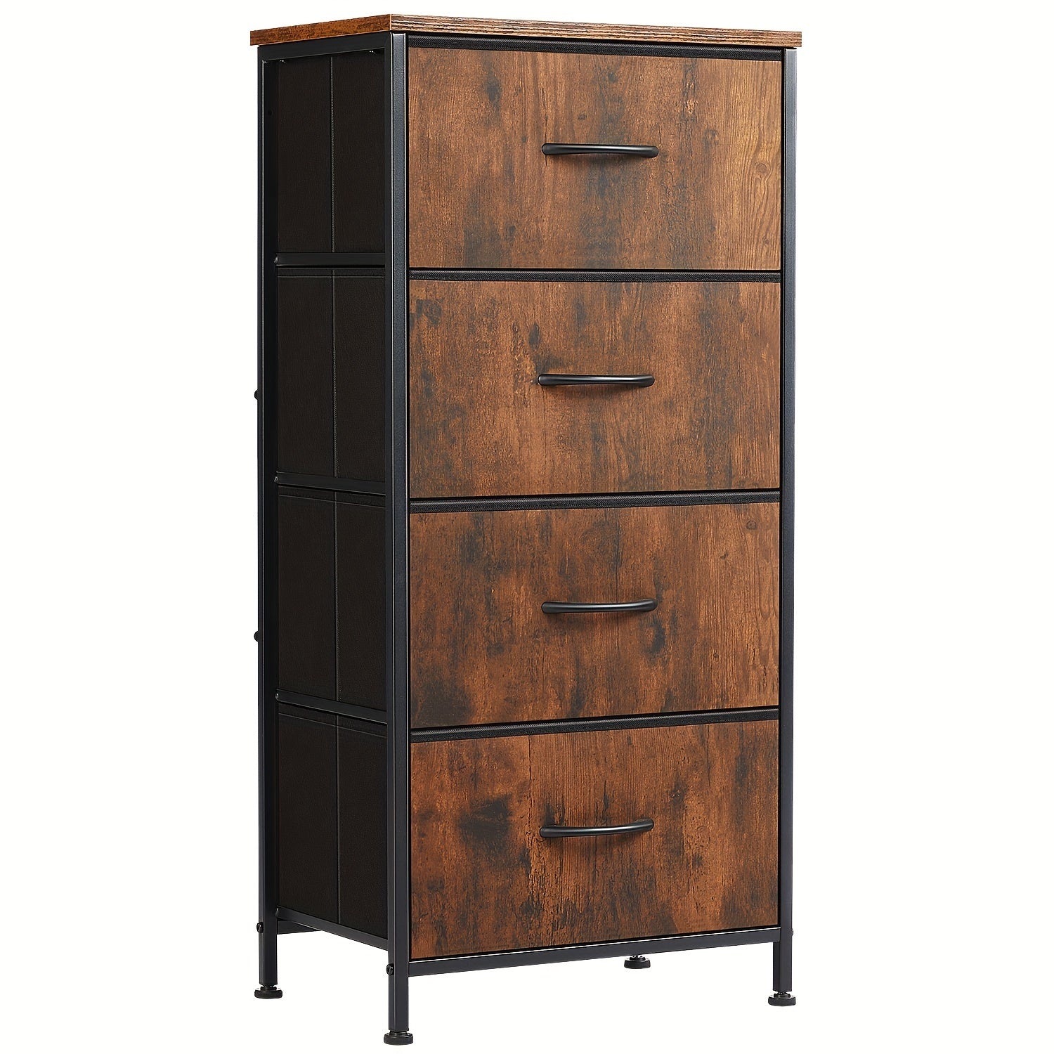 1pc Dresser For Bedroom With 4 Drawers, Fabric Closet Organizer, Dresser With Metal Frame And Wood Tabletop, Chest Storage Tower, For Nursery, Living Room, Entryway