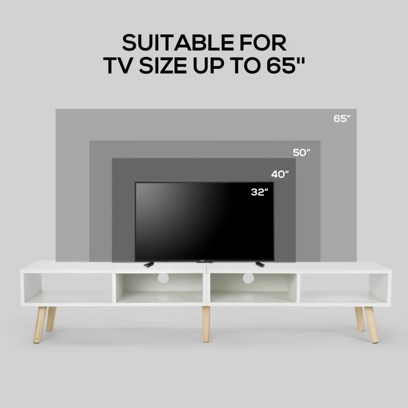 150cm Modern Wooden TV Stand, Supports TV, Cable Management, Living Room Television Furniture, Simple and Stylish Media Console, Easy to Assemble, Black and White