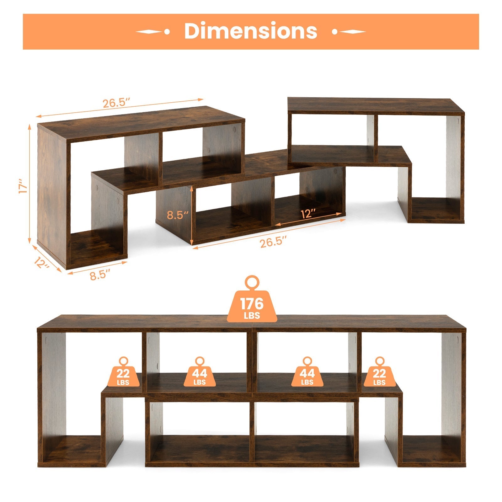 3pcs Adjustable Console TV Stand Set - Modern Minimalist Media Center with DIY Open Storage Shelves, Sturdy E0 Grade Material, Fits Flat Screen TVs Up to 165cm