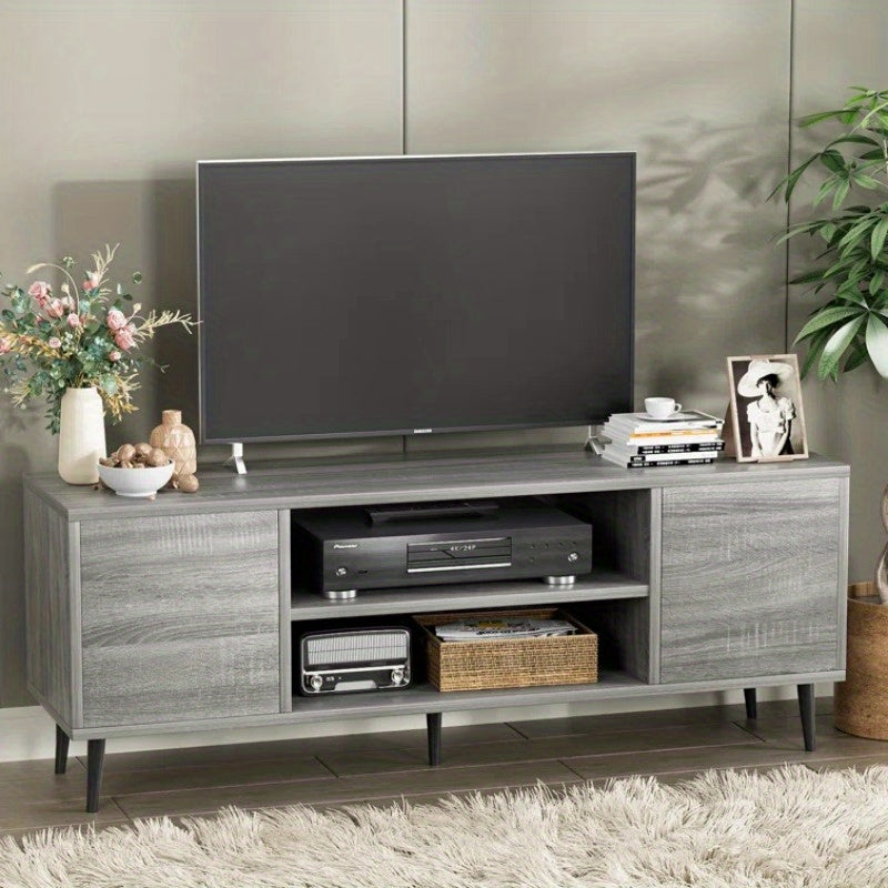 TV Stand for 65 Inch TV, Modern Entertainment Center with Storage Cabinet and Open Shelves, TV Console Table Media Cabinet for Living Room, Bedroom and Office