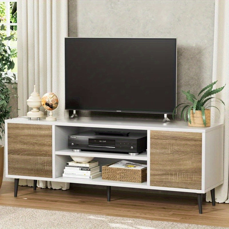 TV Stand for 65 Inch TV, Modern Entertainment Center with Storage Cabinet and Open Shelves, TV Console Table Media Cabinet for Living Room, Bedroom and Office