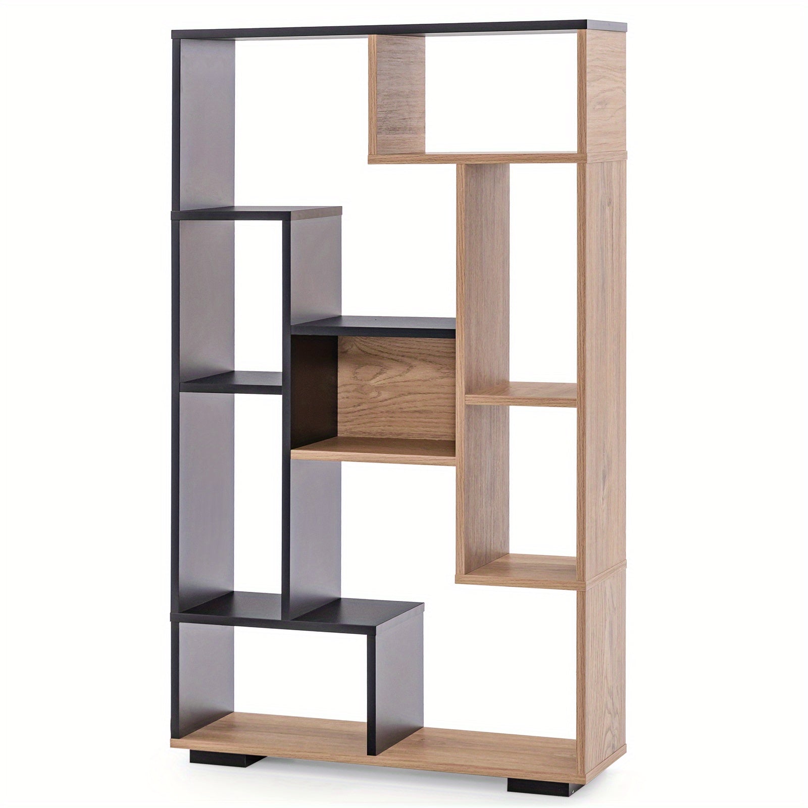 120cm Tall Bookshelf Modern Geometric Bookcase With Open Shelves For Home