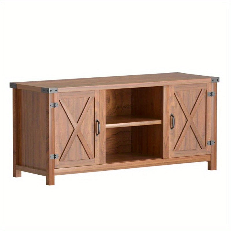 TV Stand for 65 Inch TV Farmhouse Entertainment Center with Double Barn Doors and Storage Cabinets, Console TV Table Media for Living Room, Bedroom