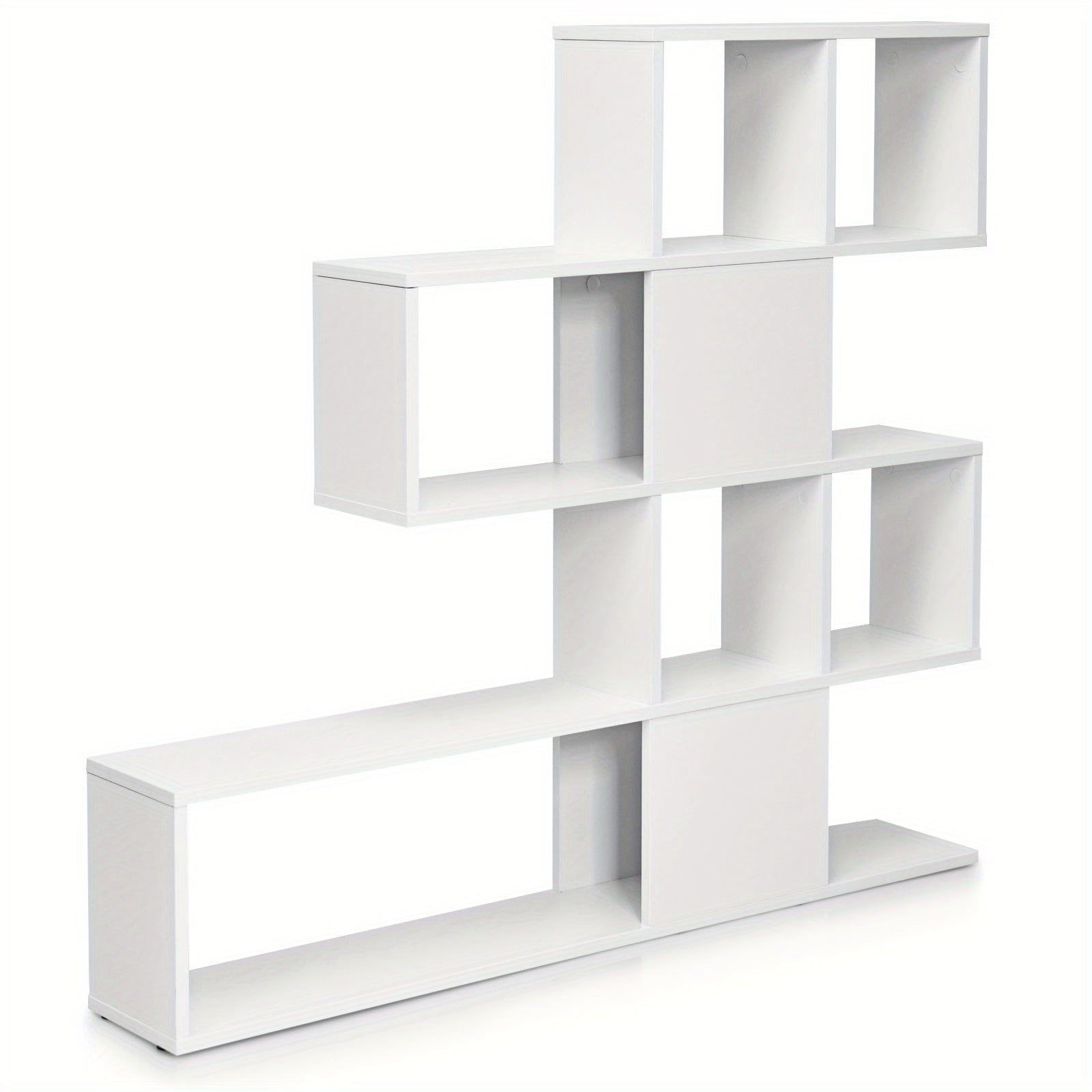 5-Tier Bookshelf Corner Ladder Bookcase Display Storage Rack White