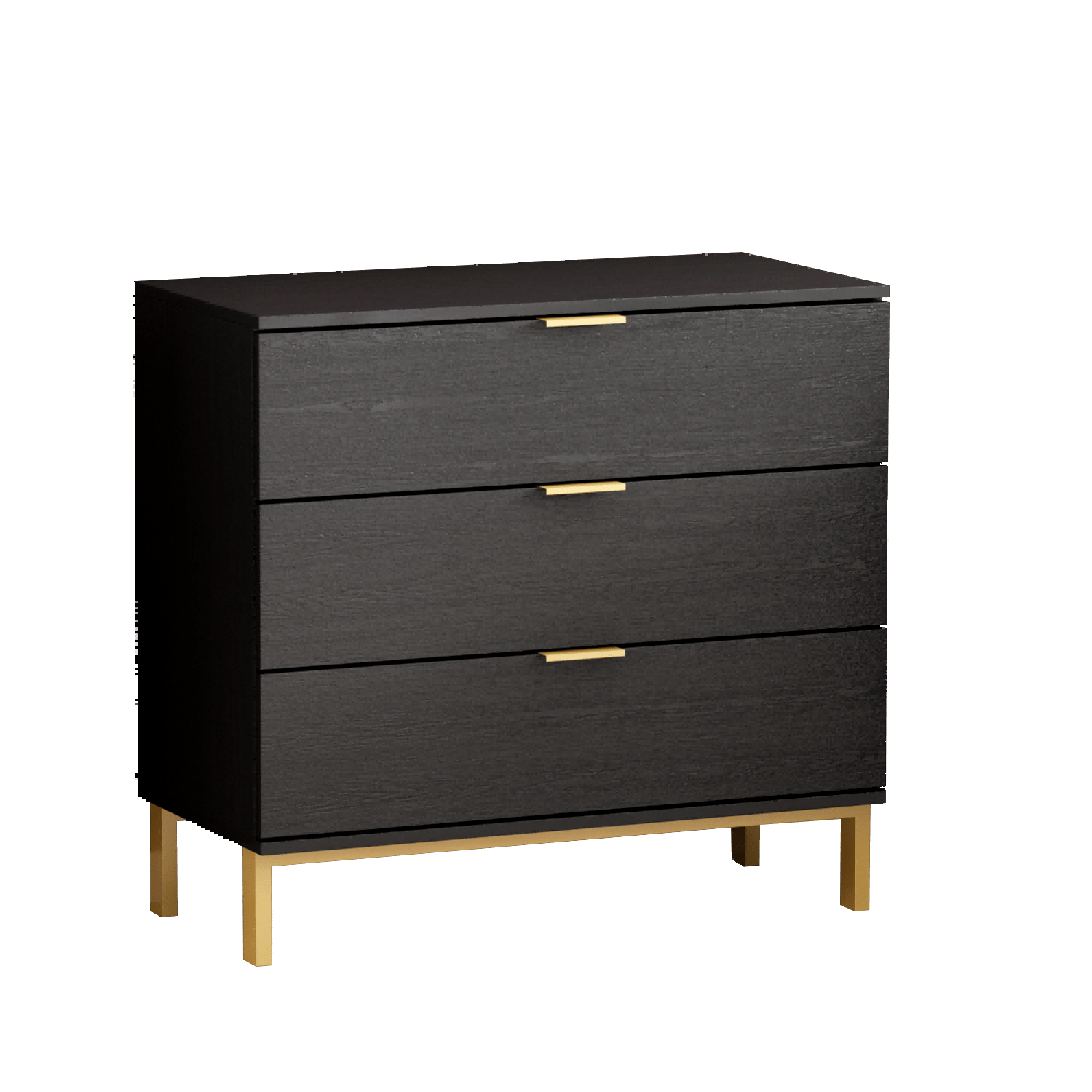 Nightstands with 3 Drawers Bedside Table 3 Drawer Dresser, Large Nightstand with Gold Metal Legs for Bedroom