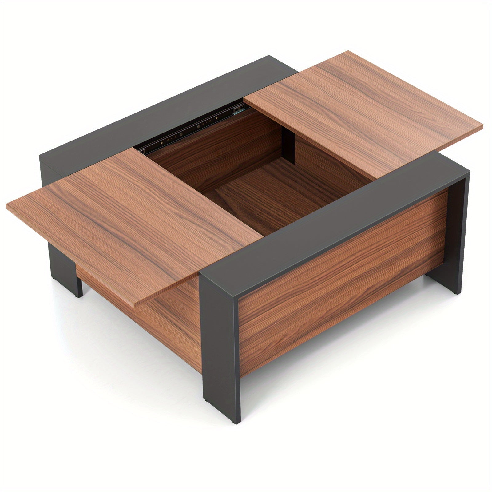 96cm Coffee Table Square Cocktail Tea Table w/ Sliding Top & Hidden Compartment