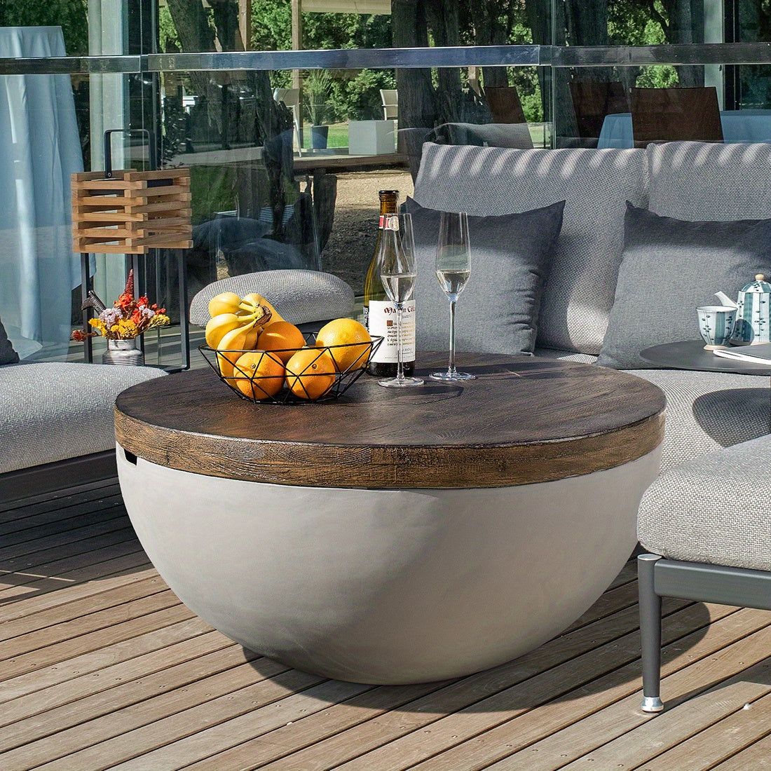 Modern Round Coffee Table with Marble Top - Waterproof, Easy Assembly, Perfect for Living Room & Outdoor Spaces